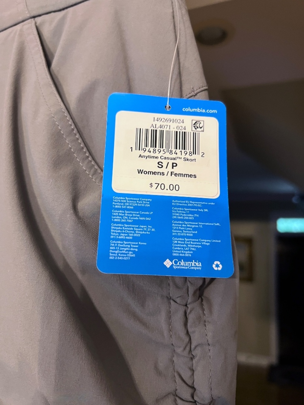 $70 NWT Women's Columbia Omni Shield Anytime Casual Skort in Gray Size SMALL - Picture 9 of 9